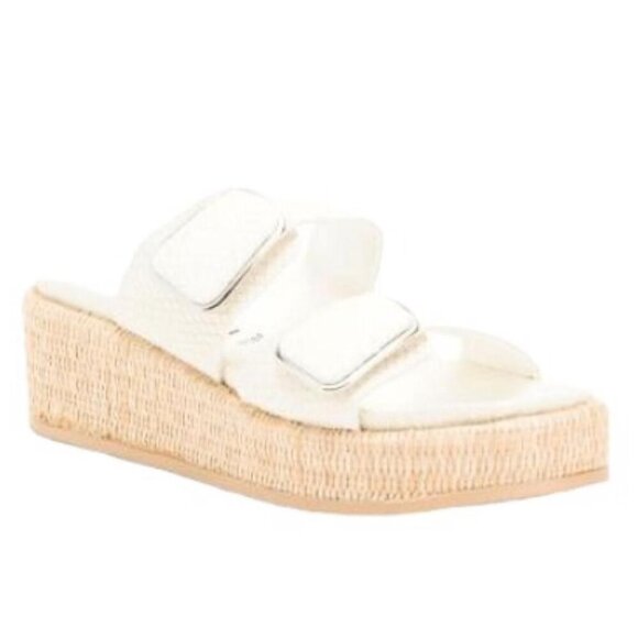 Anne Klein Womens White Open Toe Espadrille Platform Wedge Sandals Sz 10 New - Picture 1 of 9